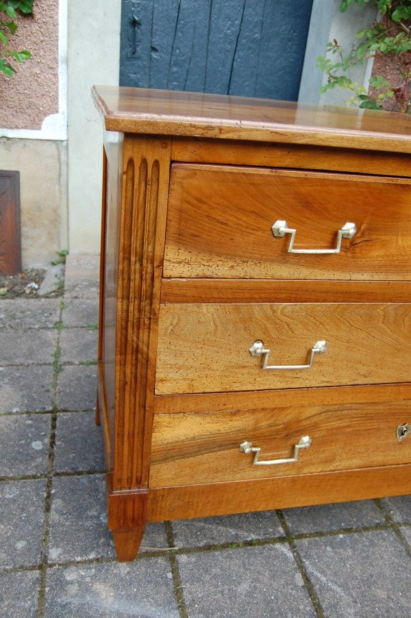 Louis XVI Period Low Chest Of Drawers In 18th-century Walnut-photo-7