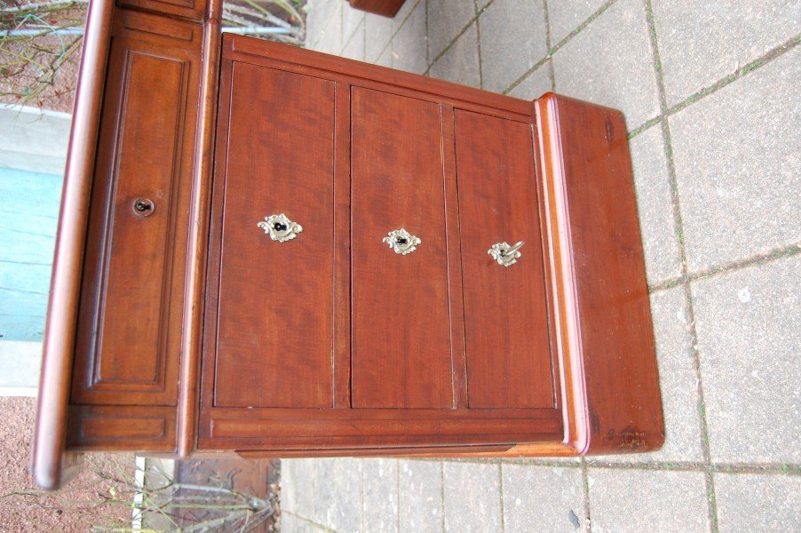 grand bureau a caisson louis philippe en acajou du 19e siécle-photo-3