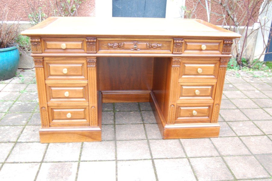 bureau d époque napoléon III en noyer fin du 19e siécle-photo-2