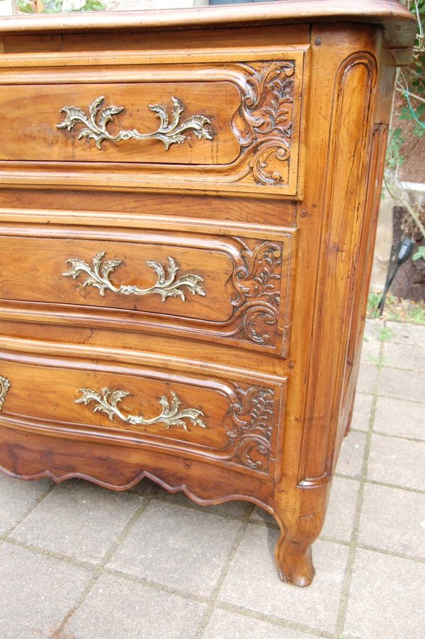 commode d époque louis XV en noyer du 18e siécle-photo-4