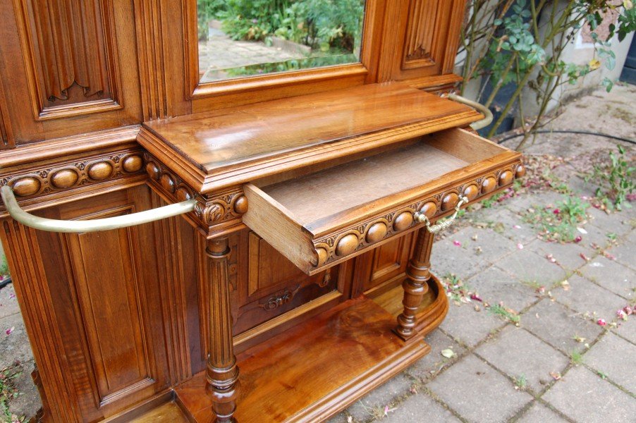 Napoleon III Walnut Checkroom Late 19th Century-photo-4