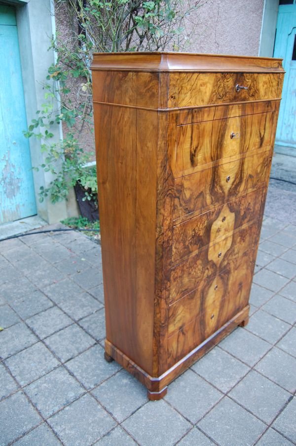 19th-century Louis-philippe-era Walnut Chest Of Drawers With Weekly Compartments-photo-1