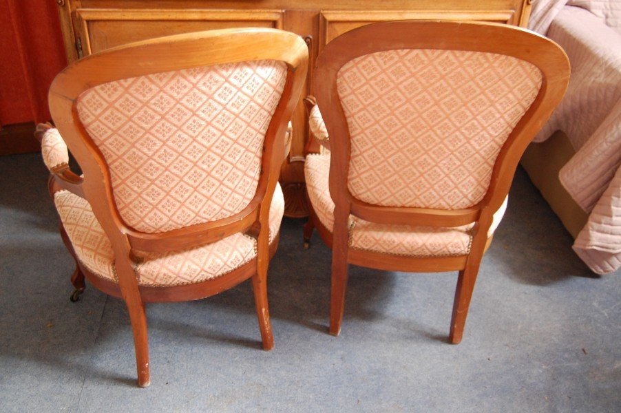 A Pair Of 19th-century Mahogany Napoleon III Armchairs-photo-3