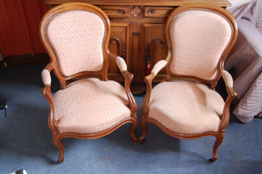 A Pair Of 19th-century Mahogany Napoleon III Armchairs