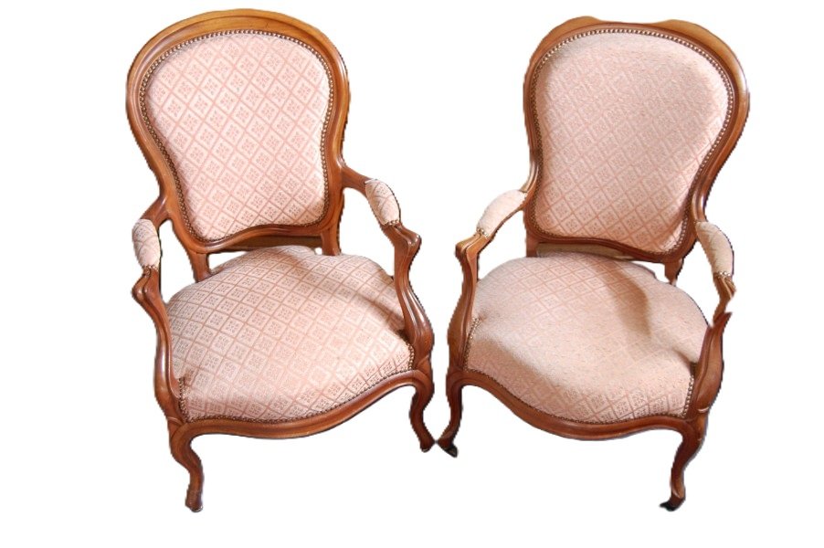 A Pair Of 19th-century Mahogany Napoleon III Armchairs