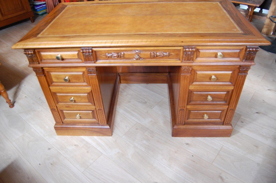 Late 19th-century Napoleon III-style Walnut Desk-photo-2