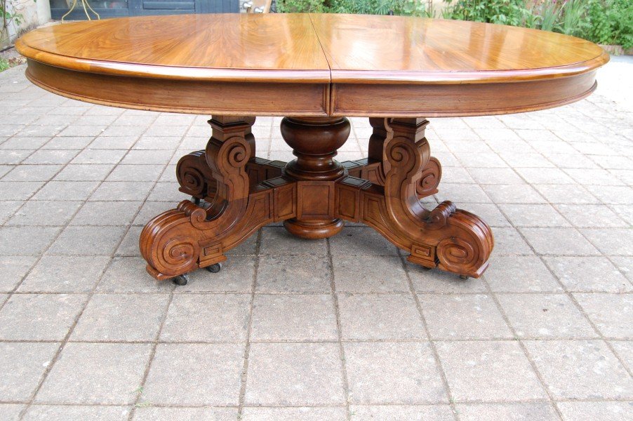 table en noyer d époque napoléon III fin du 19e siécle 20 couverts avec rallonges-photo-4