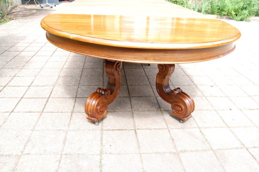 table en noyer d époque napoléon III fin du 19e siécle 20 couverts avec rallonges-photo-1