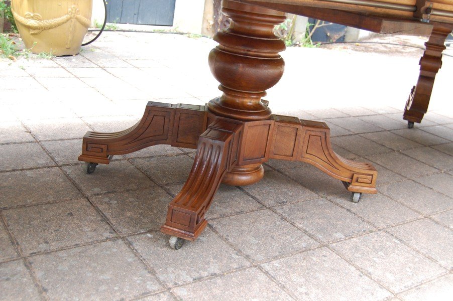 table en noyer d époque napoléon III fin du 19e siécle 20 couverts avec rallonges-photo-3