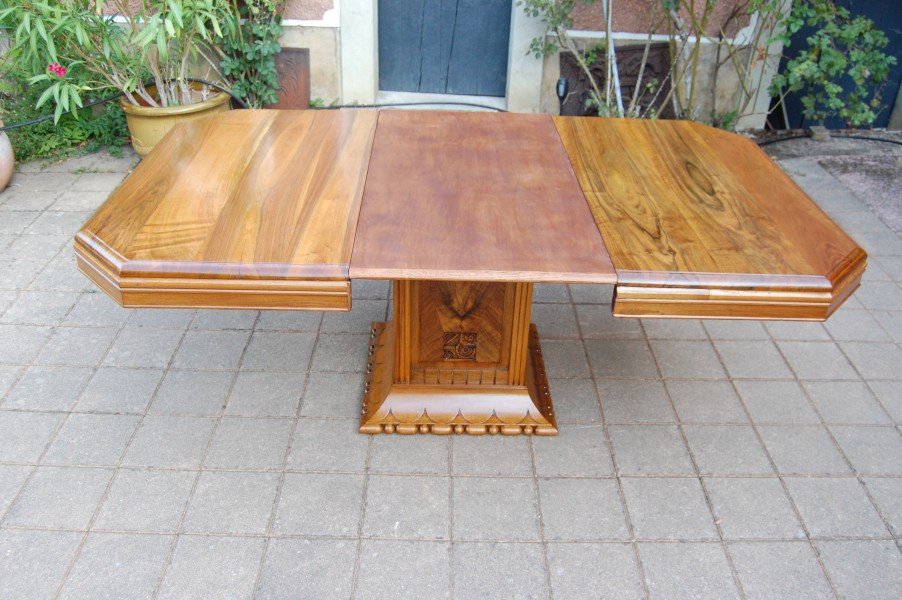 Art Deco Walnut Table With Extension Leaves From The 1920s-photo-2