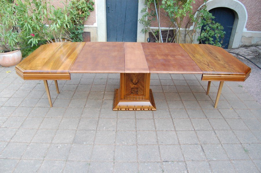 Art Deco Walnut Table With Extension Leaves From The 1920s-photo-3