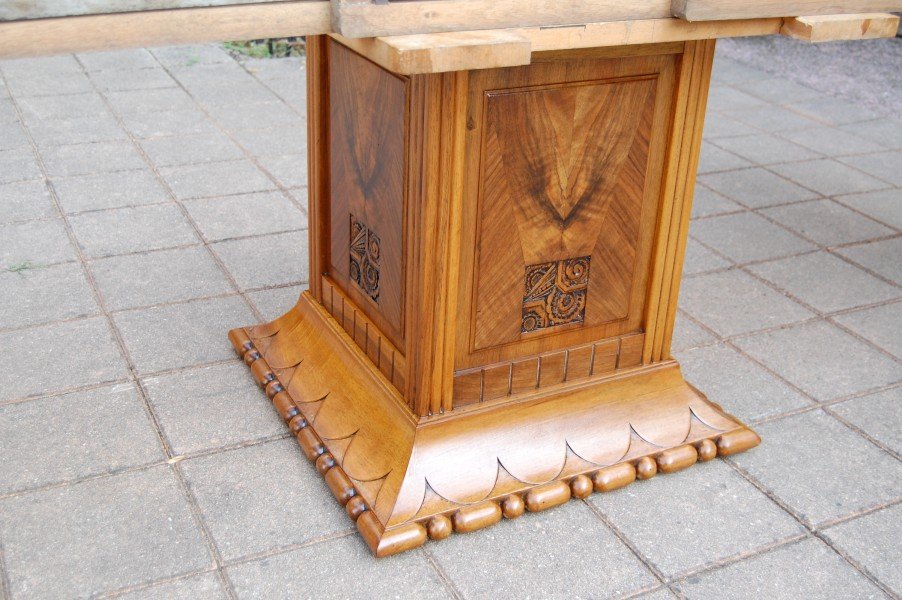 Art Deco Walnut Table With Extension Leaves From The 1920s-photo-4