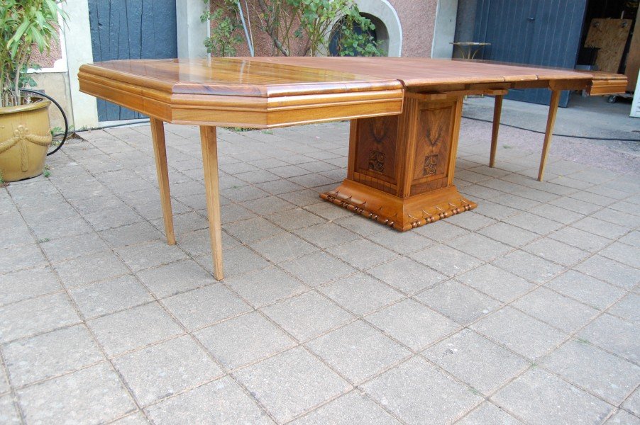 Art Deco Walnut Table With Extension Leaves From The 1920s-photo-2