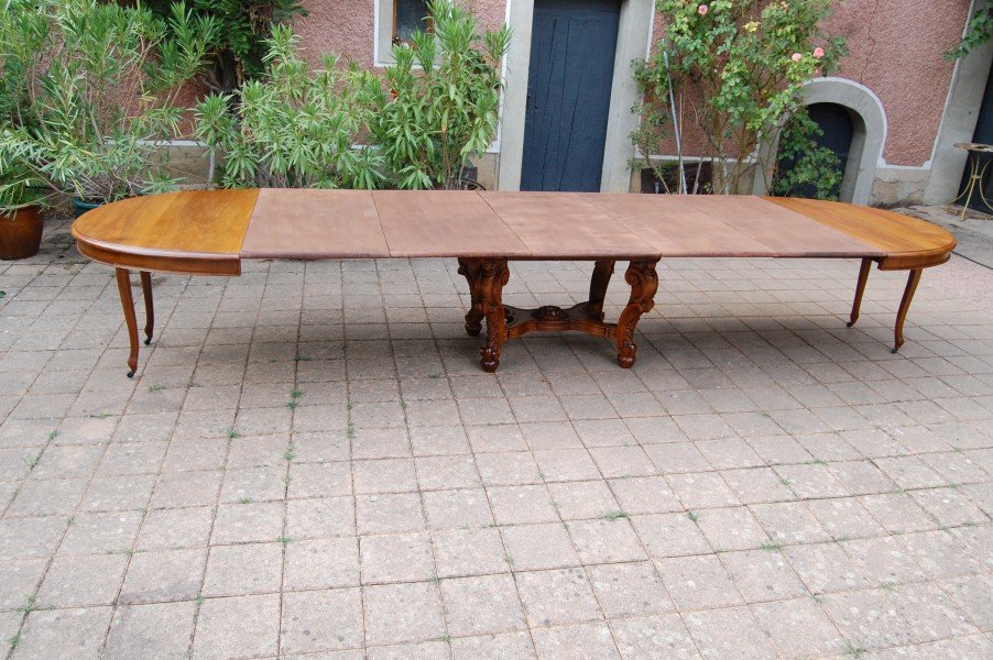 table en noyer napoléon III avec rallonges 20 couverts fin du 19e siécle-photo-2