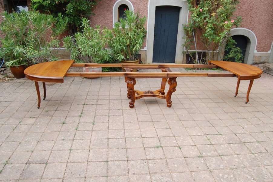 table en noyer napoléon III avec rallonges 20 couverts fin du 19e siécle-photo-1