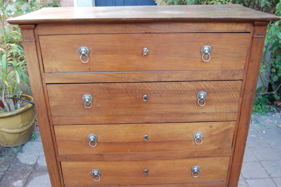 19th-century Empire-style Weekly Chest Of Drawers In Walnut-photo-2