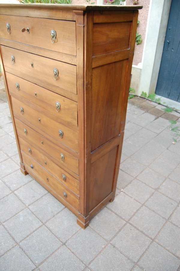 19th-century Empire-style Weekly Chest Of Drawers In Walnut-photo-2