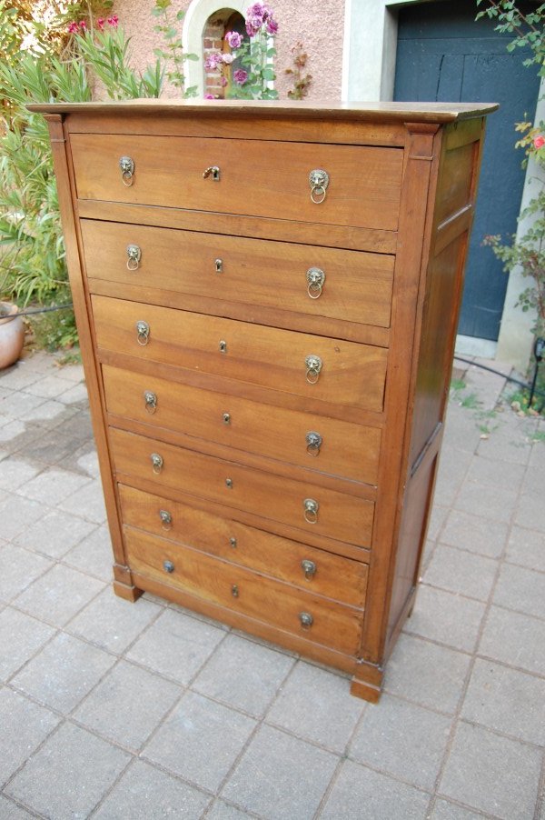 19th-century Empire-style Weekly Chest Of Drawers In Walnut