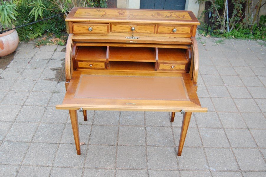 Louis XVI-style Walnut Cylinder Desk  -photo-1