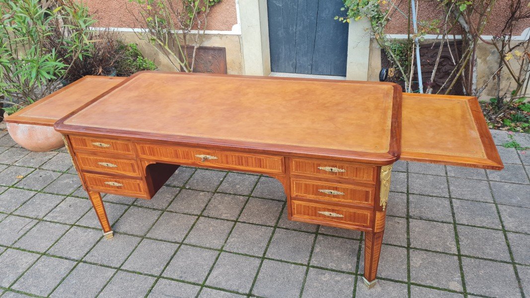 bureau de style louis XVI en marqueterie fin du 19e siécle-photo-3