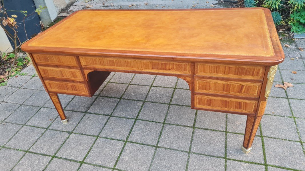 bureau de style louis XVI en marqueterie fin du 19e siécle-photo-3