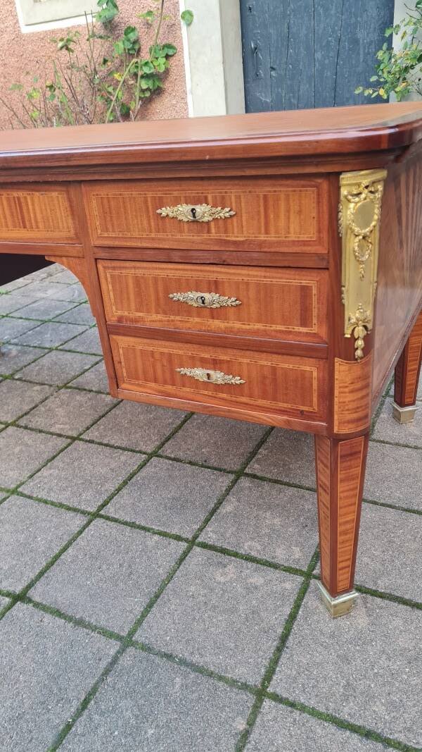 Late 19th-century Louis XVI-style Desk With Marquetry-photo-4