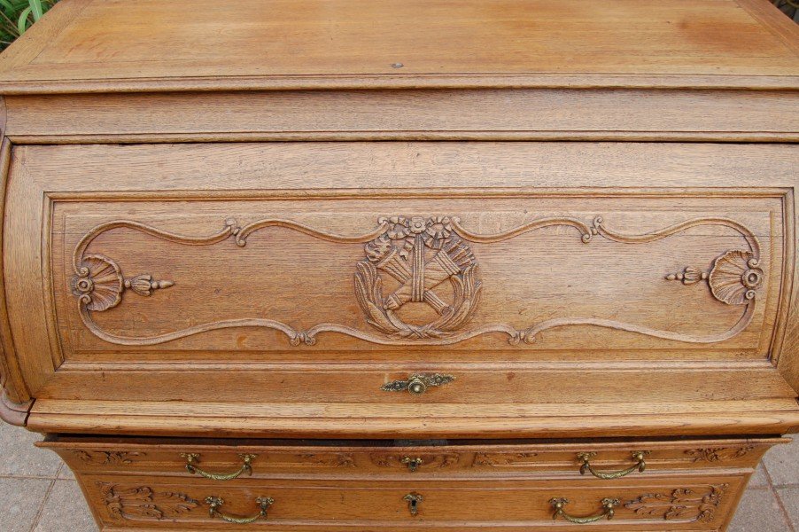 Late 18th-century Louis XV-style Cylindrical Oak Desk-photo-4