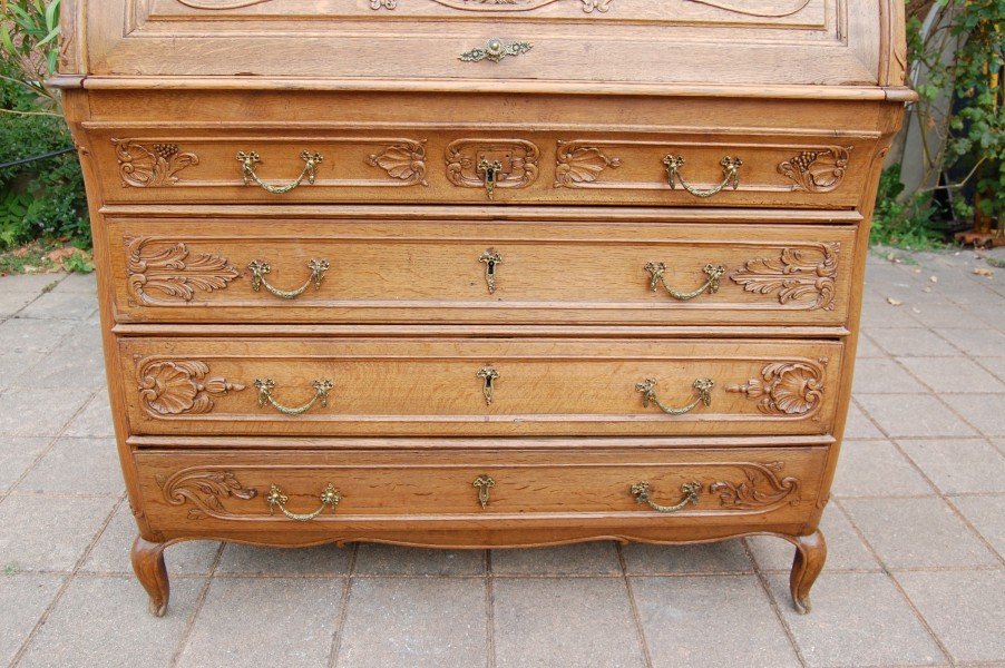 Late 18th-century Louis XV-style Cylindrical Oak Desk-photo-4
