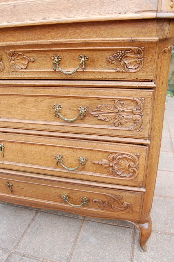 Late 18th-century Louis XV-style Cylindrical Oak Desk-photo-5