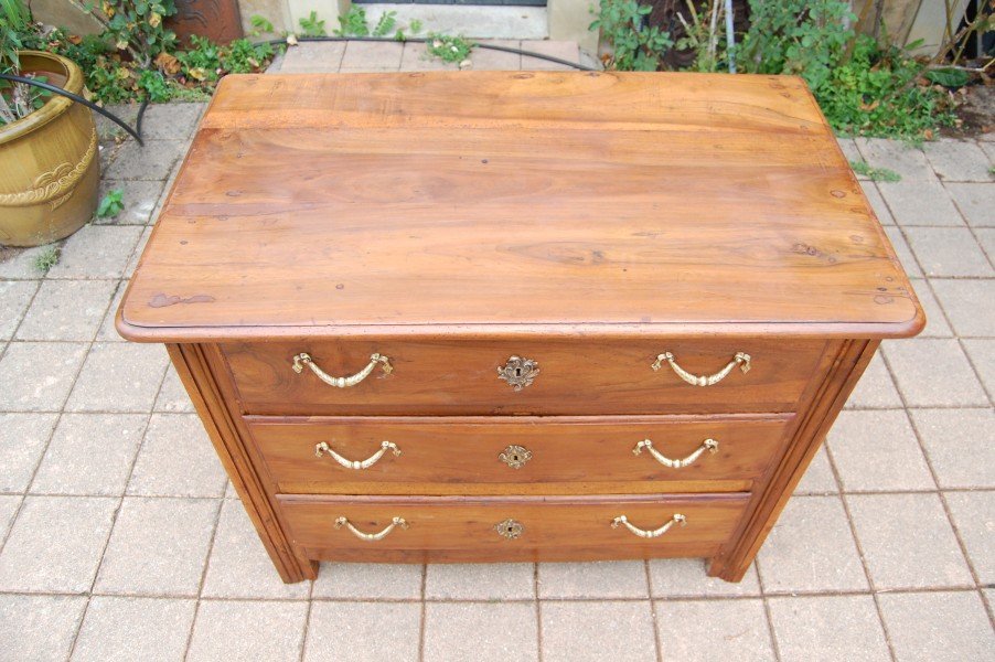petite commode d époque louis XV en noyer du 18e siécle-photo-2