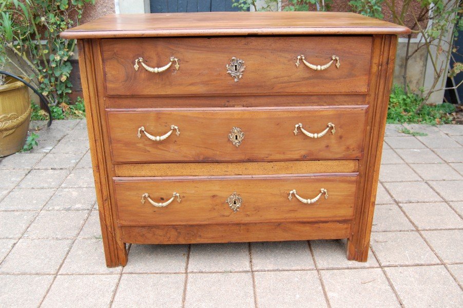 petite commode d époque louis XV en noyer du 18e siécle-photo-3