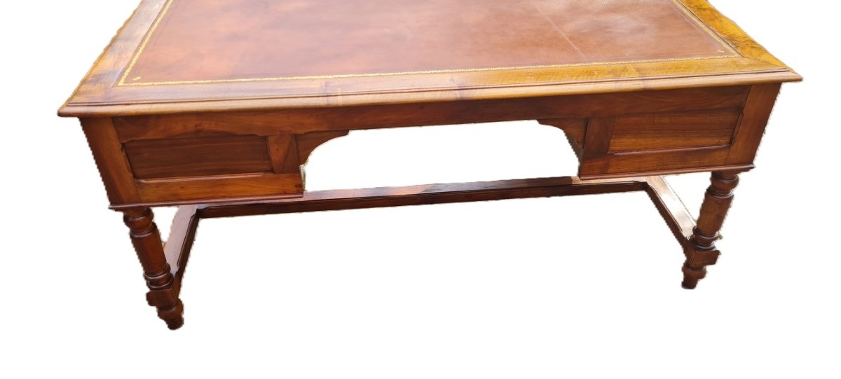 Large, Antique Louis-philippe-style Walnut Desk From The 19th Century-photo-2
