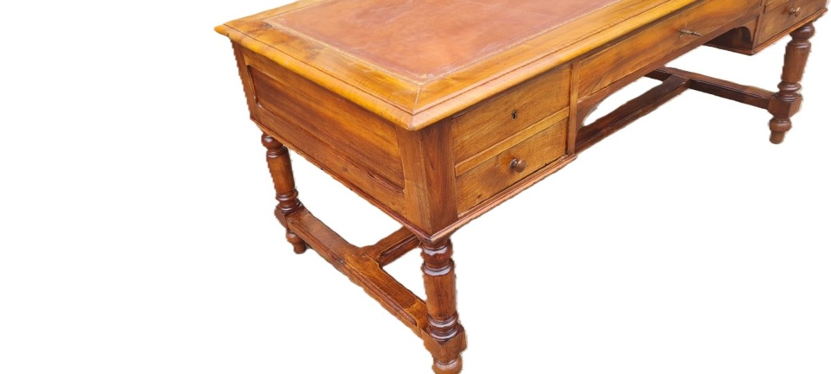 Large, Antique Louis-philippe-style Walnut Desk From The 19th Century-photo-1