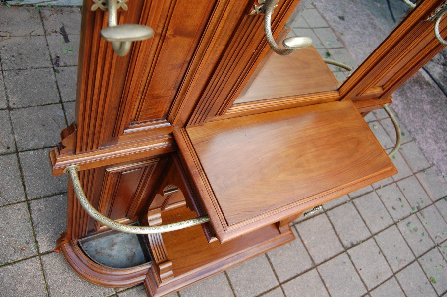 Cloakroom  Napoleon III-style Coat Rack In Walnut, Late 19th Century-photo-1