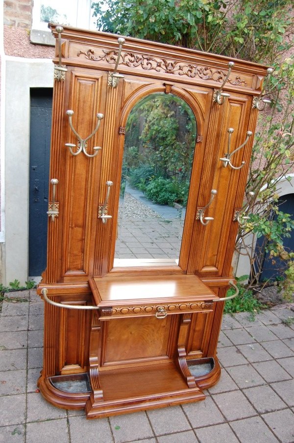 Cloakroom  Napoleon III-style Coat Rack In Walnut, Late 19th Century