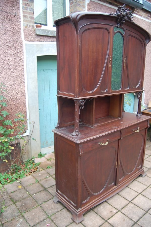 Buffet Two Corps D Art Nouveau Period Mahogany In The Taste Of Majorelle Free Shipping-photo-2