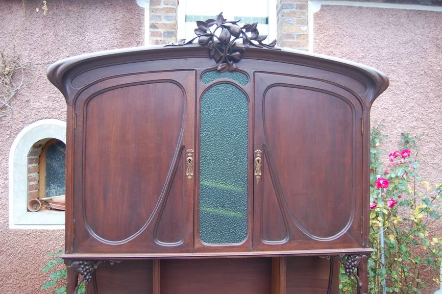 Buffet Two Corps D Art Nouveau Period Mahogany In The Taste Of Majorelle Free Shipping-photo-4