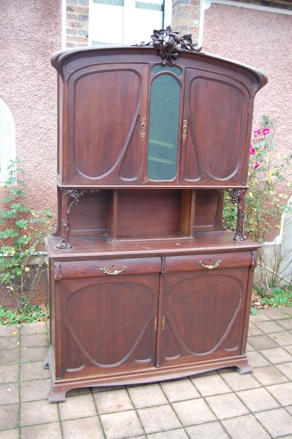 Buffet Two Corps D Art Nouveau Period Mahogany In The Taste Of Majorelle Free Shipping