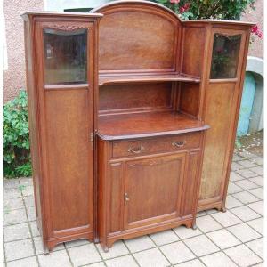 Buffet Two Corps D Art Nouveau School Of Nancy In Speckled Mahogany