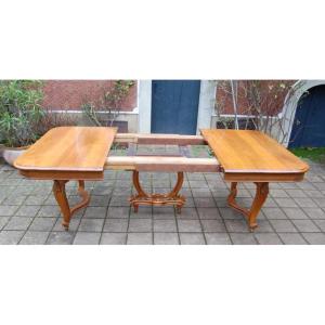 Napoleon III Style Walnut Table In The Louis XV Style, Late 19th Century, With Extensions, Seats 22.
