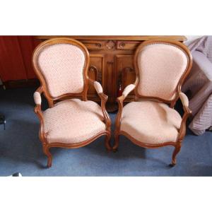 A Pair Of 19th-century Mahogany Napoleon III Armchairs