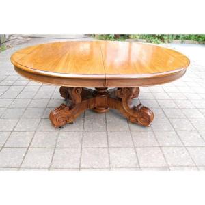 table en noyer d époque napoléon III fin du 19e siécle 20 couverts avec rallonges