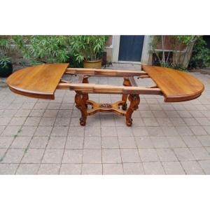 Napoleon III Walnut Table With Extension Leaves, Seats 20, Late 19th Century