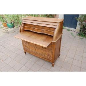 Late 18th-century Louis XV-style Cylindrical Oak Desk