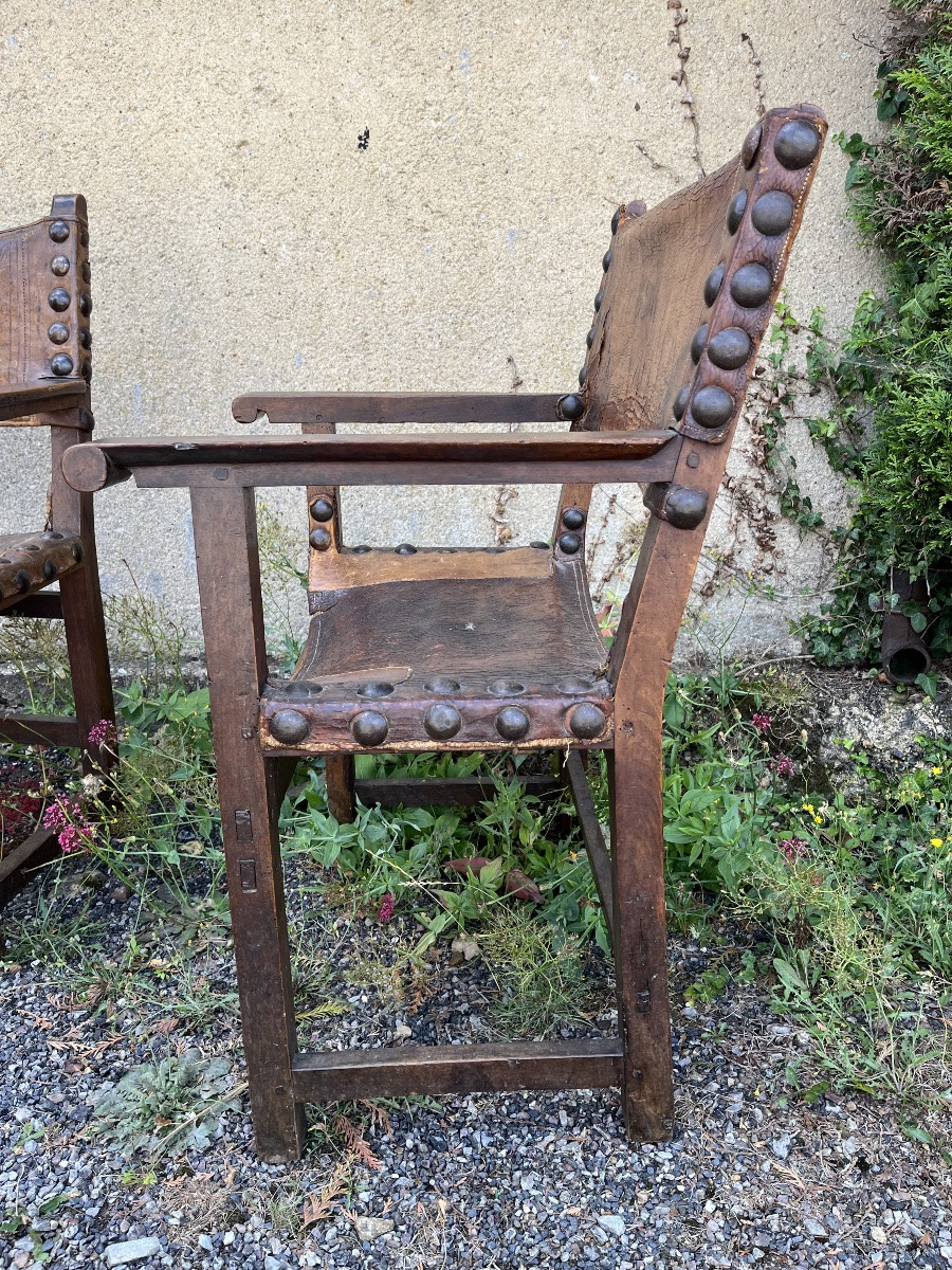 Pair Of Spanish Armchairs Or Chairs With Arms-photo-2