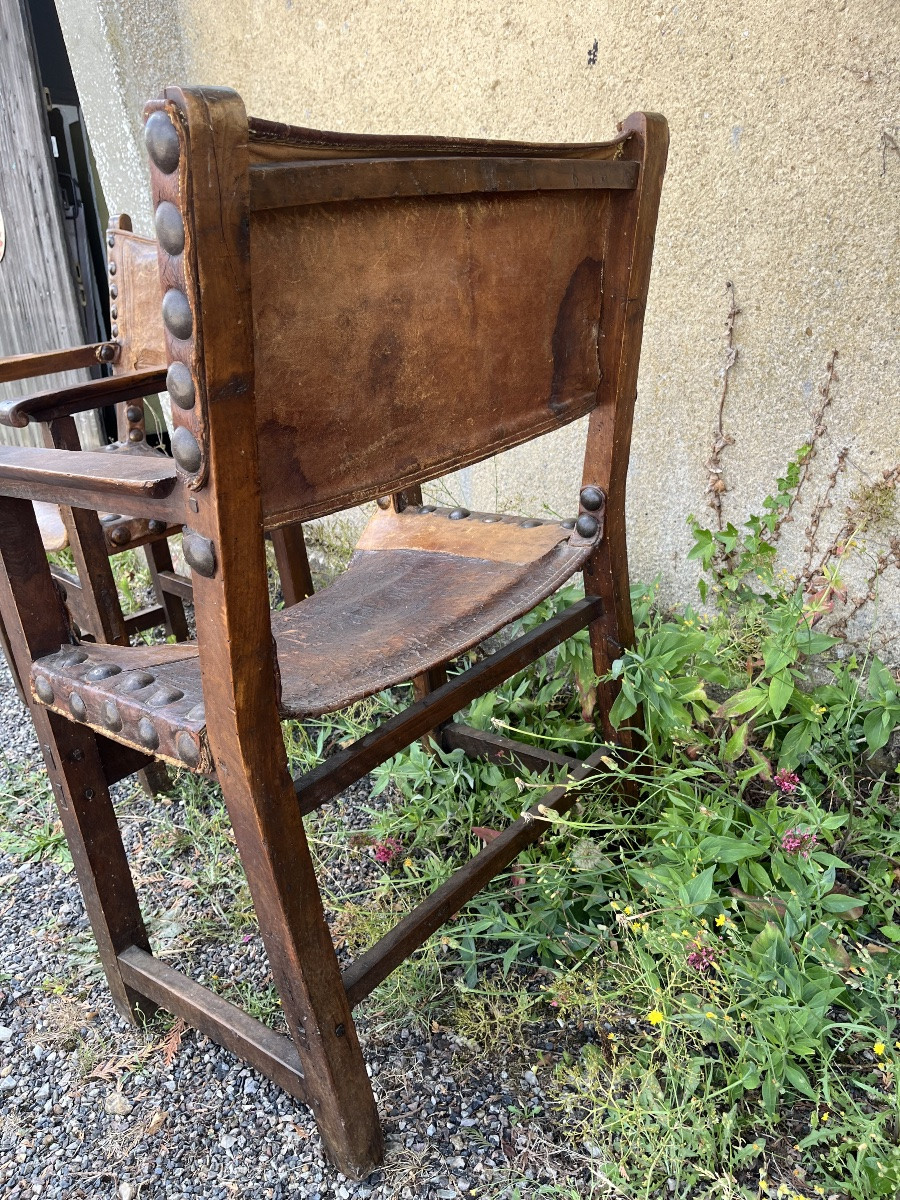 Pair Of Spanish Armchairs Or Chairs With Arms-photo-3