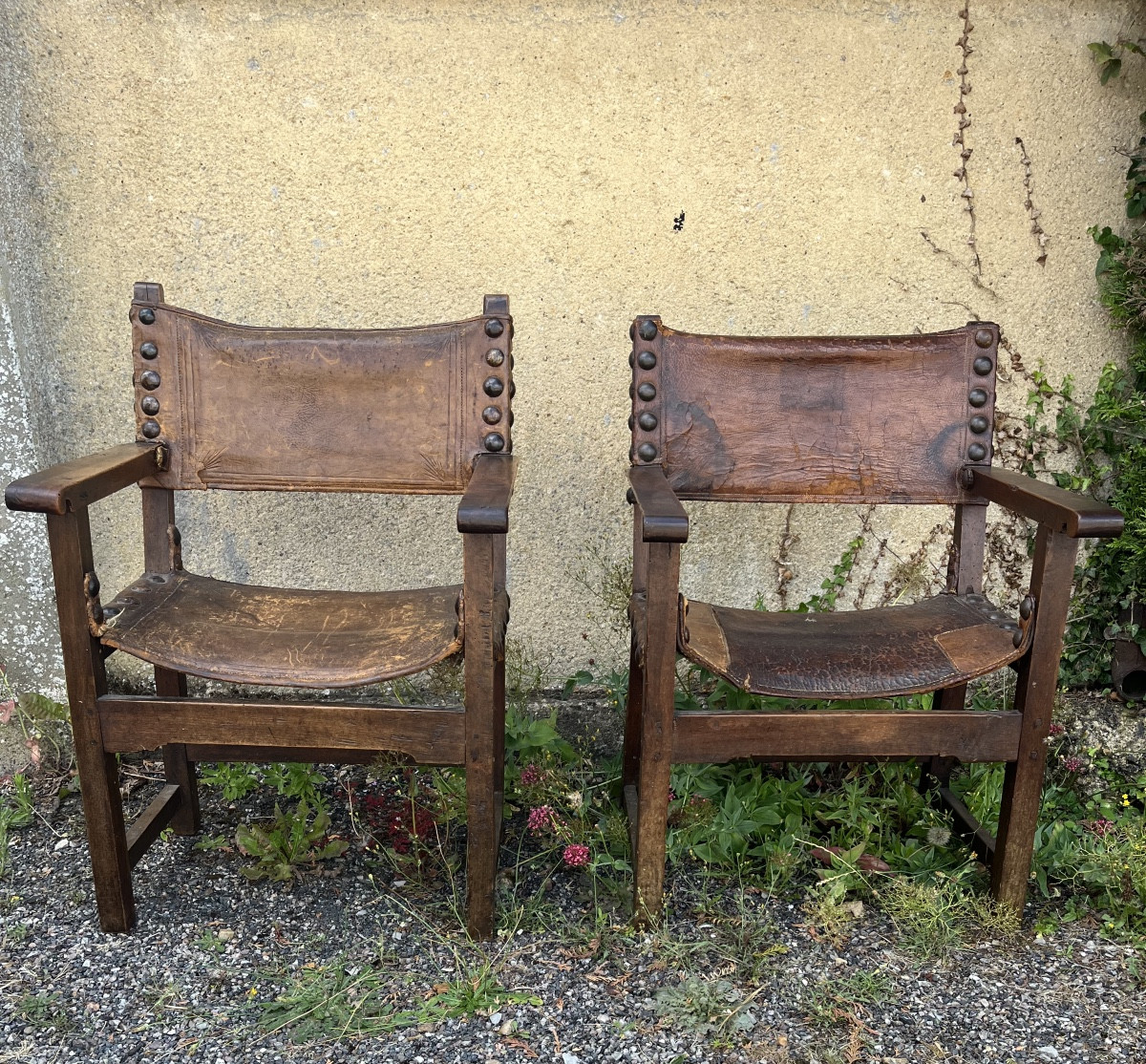 Pair Of Spanish Armchairs Or Chairs With Arms