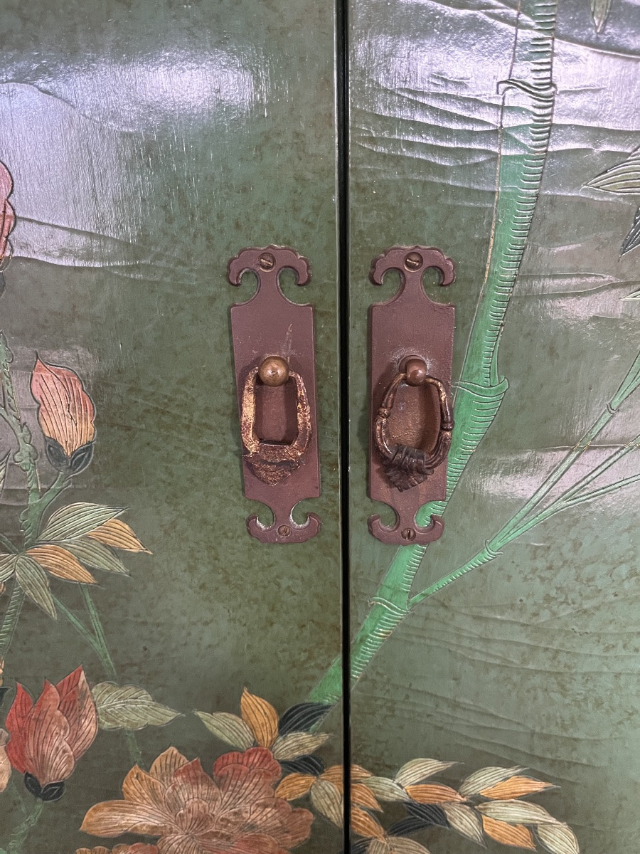 Meuble de rangement Année 1970 décor laque de Chine-photo-2