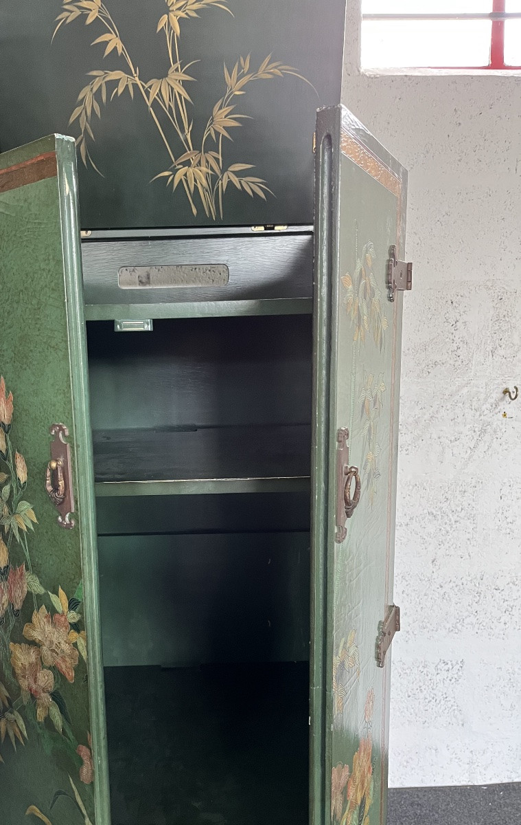Meuble de rangement Année 1970 décor laque de Chine-photo-2