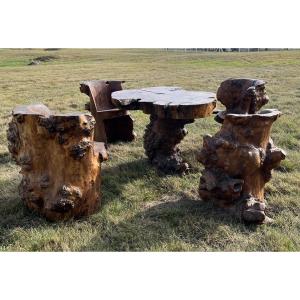 Salon brutaliste en orme 